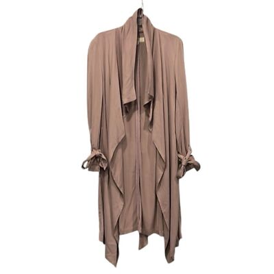 Thread & Supply Women Lg Emrata Waterfall Front Trench Coat Mauve Belted Cotton