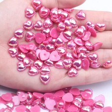 50 Heart Cabochons Flatbacks Pearl Flat Back Mix Valentines Jewelry Supply Bulk