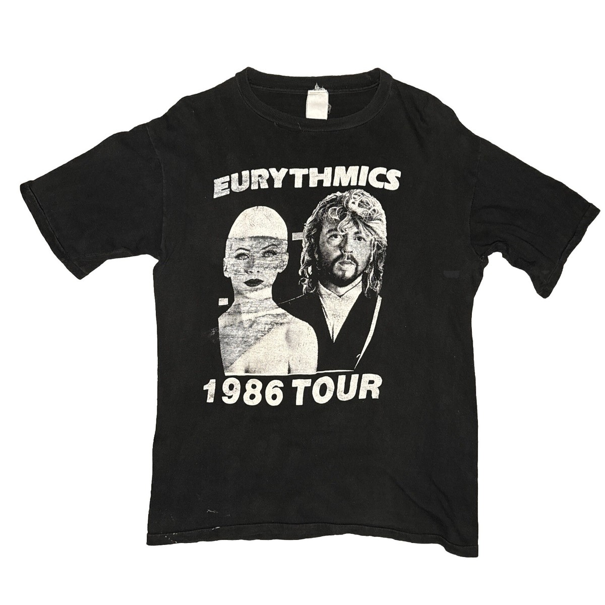 VTG 1986 Eurythmics Revenge Tour T Shirt Large Black 80s Pop Synth