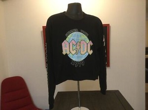 ACDC camiseta corta de manga larga para mujer. Negro. verano Tour 1979.  Talla XL | eBay