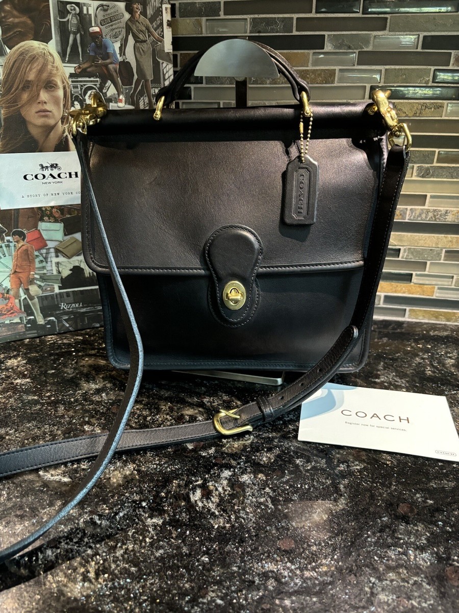 Vintage Coach Willis Top Handle Glovetanned Leather Black Brass