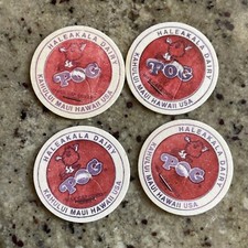 4x Haleakala Dairy Hawaii Pogs Milk Caps 90s Kahului Maui 90s Retro Game Pieces