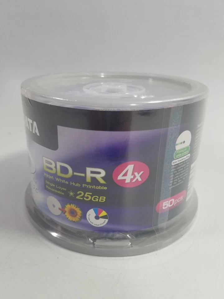 Ritek Ridata 50pk Blu-Ray BD-R Blank Discs Inkjet White Hub Printable 25GB 4x  - Image 4 of 4