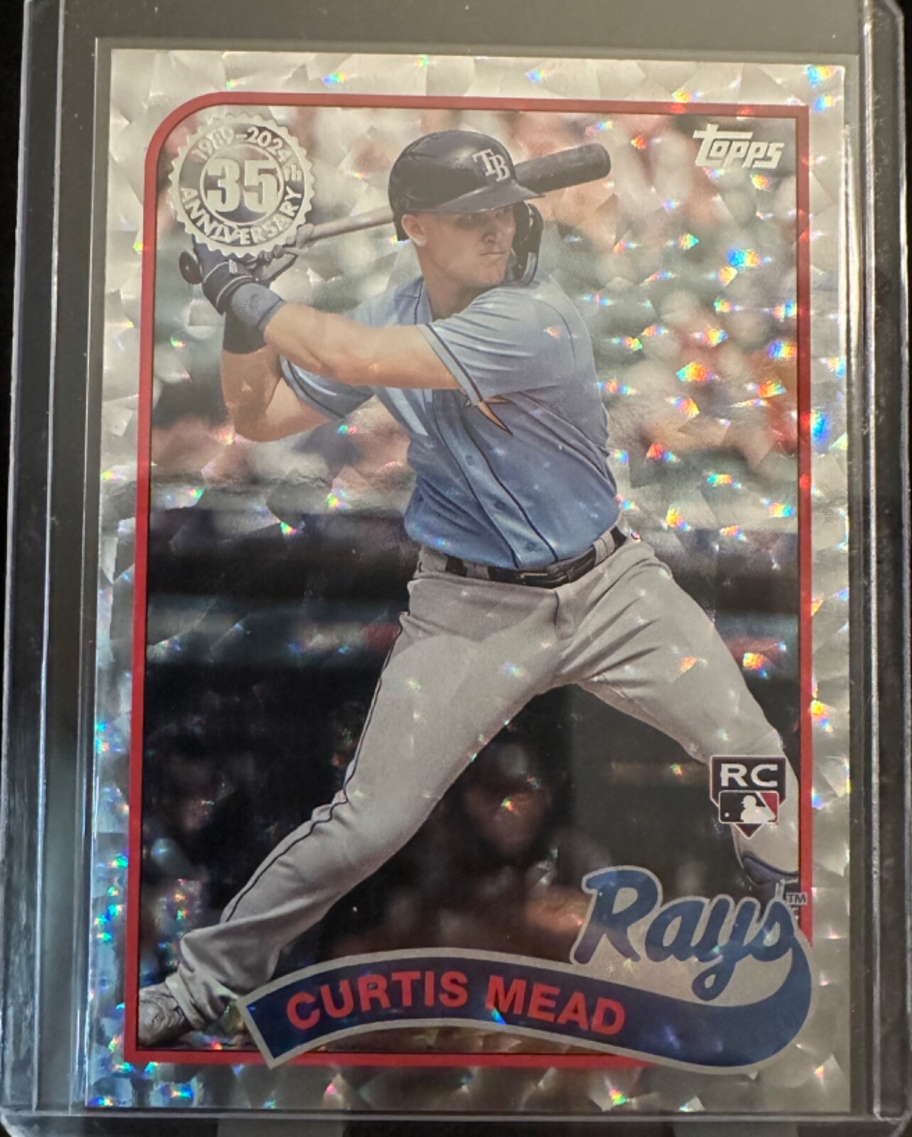 2024 Topps Series 1 Curtis Mead #89B-85 #4/5 Red Crackle Foil 1989 Retro Rookie