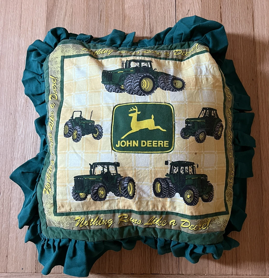 Vintage Reversible JOHN DEERE Comforter Blanket Tractor 40.5 X 65.5 Pillow