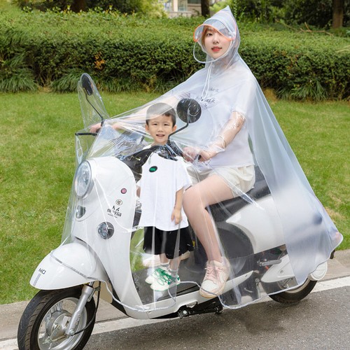 Waterproof Mobility Scooter Bike PVC Rain Suit Poncho Transparent Hooded Coat - Picture 14 of 17
