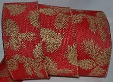 Wired Ribbon Woven Red Christmas Gold Sparkle Pinecone Holiday Pine Wreath Bow