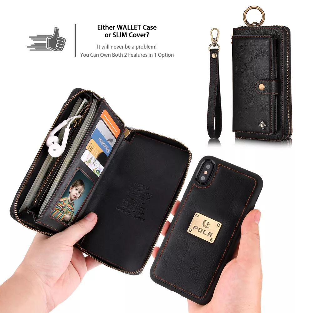 4-IN-1 Leather Phone Case, Phone Wallet with Kickstand & Loop for