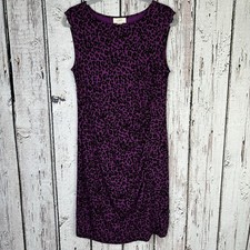 NWT NEW Ann Taylor LOFT Animal Print Dress Purple Black Sleeveless Sheath Medium
