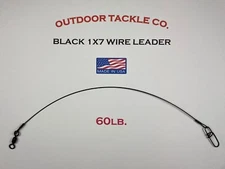 Wire Leader - 60LB. - Black 1x7 AFW Surflon - 6" / 9" / 12" / 15" 