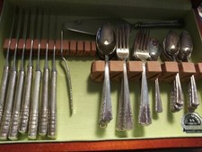 Holmes & Edwards May Queen Silverplate Flatware 1951, 44 Pieces plus Maple Chest