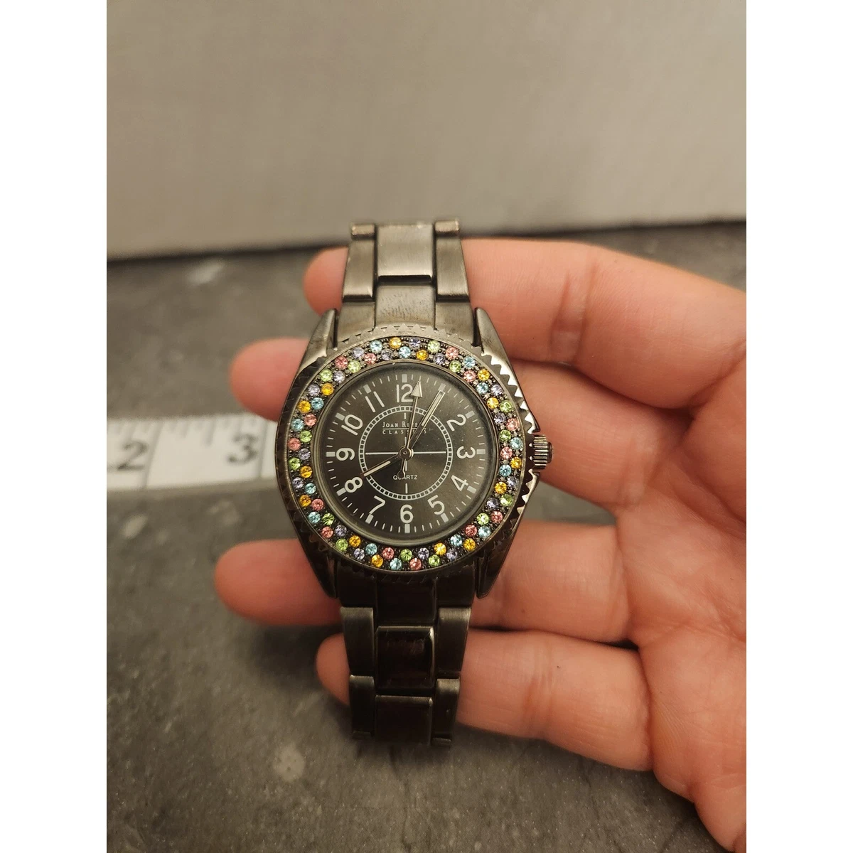 Joan Rivers Black Watch Stainless Steel Band Rhinestone Accent Elegant Timepiece Joan Rivers Stainless Steel Band Wristwatches | eBay main image 2