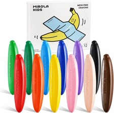 100 Pure Beeswax Crayon for Toddlers 1-3,12 Colors Non-Toxic Crayons with 108 F