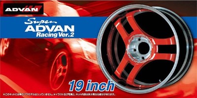 19 Zoll Advan Racing Ver.2 Felgen & Reifen 1:24 Model Kit Bausatz Aoshima 054604