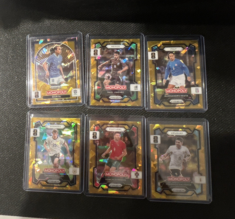 Topps 2024 Chrome UEFA Club Competitions Monopoly 6-Card Lot GOLD CRACKED ICE