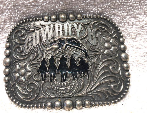 Montana Silversmiths Cowboy Up Group Cowboys Riding Buckle Great Shape