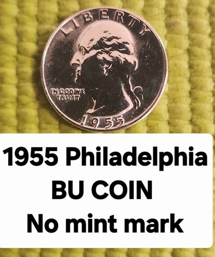 1955 PHILDELPHIA UNCIRCULATED BU SILVER WASHINGTON QUARTER NO RESERVE COMBO SHIP