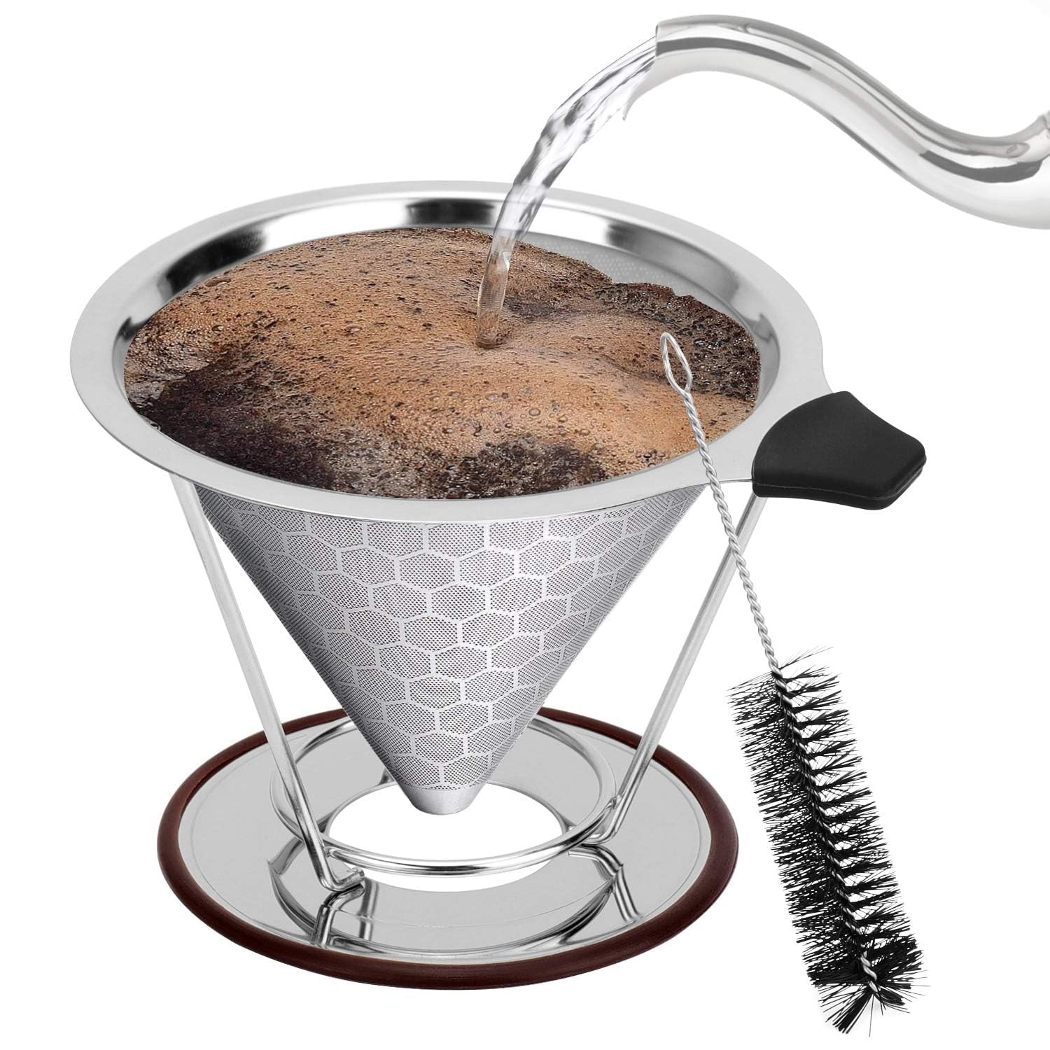 Pour Over Coffee Dripper, Reusable Stainless Pour Over Coffe