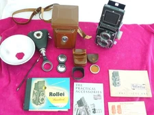 Rollei Rolleiflex 3.5B Type I Tessar 75mm f/3.5 TLR Camera w/ Filter + More!
