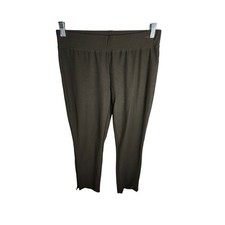 Eileen Fisher Slim Ankle Pant Womens XS Olive Green Washable Stretch Crepe