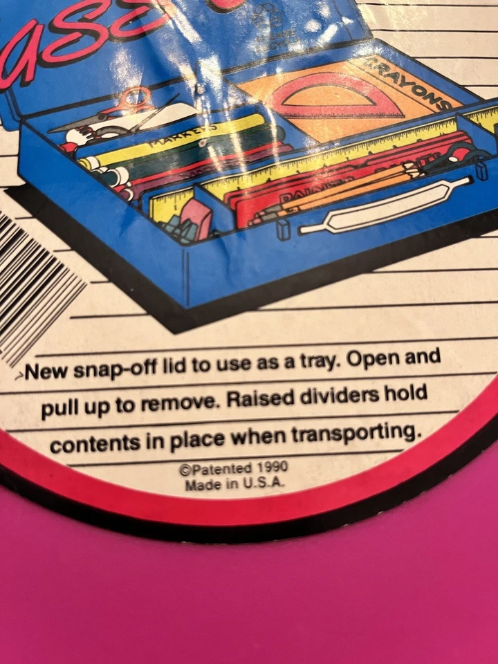 Caja de lápices rosa estuche clase 1990 vintage Foto 3 de 4