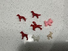 Unbranded LOT Of 7 VINTAGE CELLULOID ANIMALS DOGS Red Ivory 1