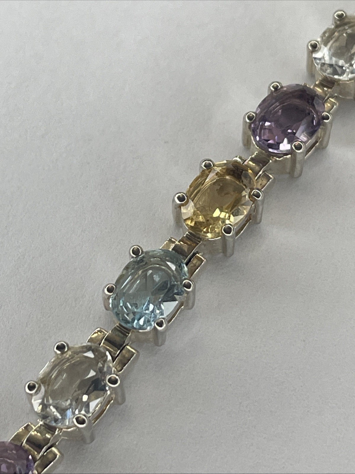 Solid Sterling Multi Colored Tennis Bracelet By A… - image 1