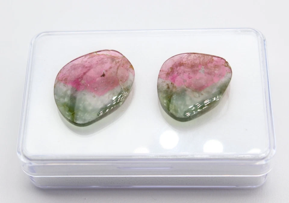 Natürlich Wassermelonen Turmalin Edelstein Freiform glatt geschliffen Scheiben - Bild 3 von 4