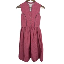 Vintage LeRo Pink Stripe Dirndl Dress Kid Size 12-14 Festival Traditional Alpine