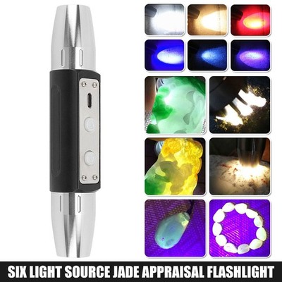 Professional Gemstone Identification Light 6 in1 LED Flashlight Gemologist Tool#