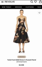 Zimmermann Twist Front Midi Dress in Russet Floral, Worn 1x $2,368 Size 1