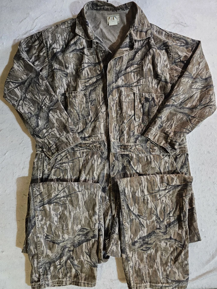 Vintage Mossy Oak Original Greenleaf Camo Coveralls 2XL Reg Turkey Hunting USA - Image 3 of 4