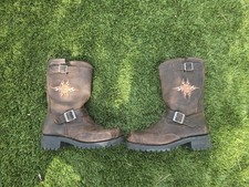 VTG Harley Davidson Brown 10.5 Motorcycle Embroidered Harness Leather Boots