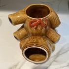 Vintage Ceramic Teddy Bear Cookie Jar w/ Lid Brown Red Bow — photo 5