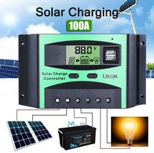 100A MPPT Solar Charge Controller 12V/24V/48V Battery Max PV 50V Regulator 2 USB
