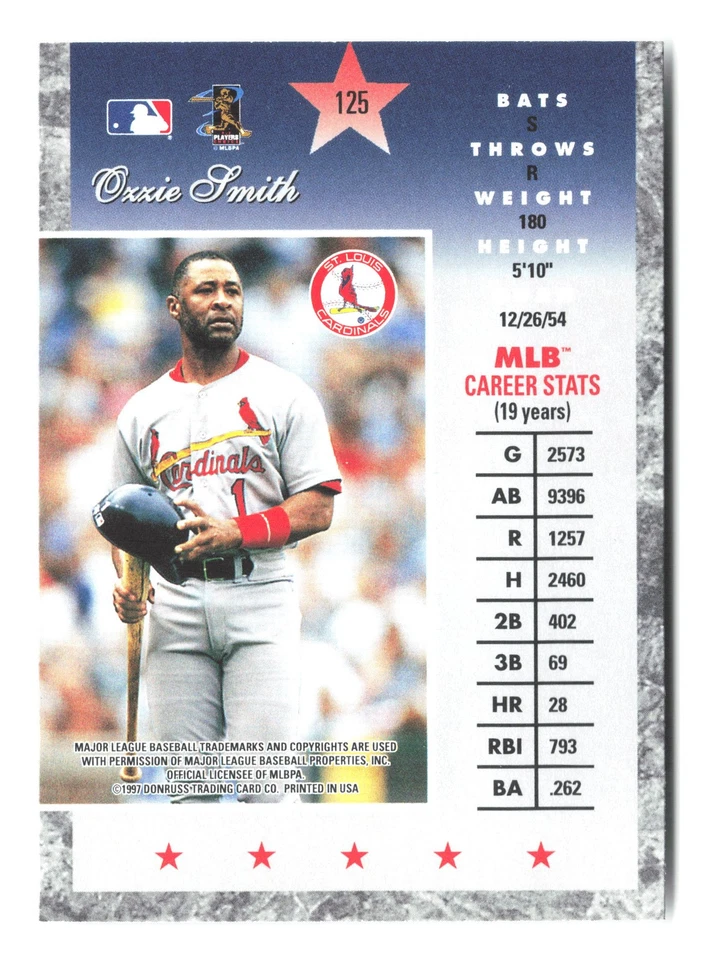 1997 Donruss Elite #125 Ozzie Smith - Image 2 of 2