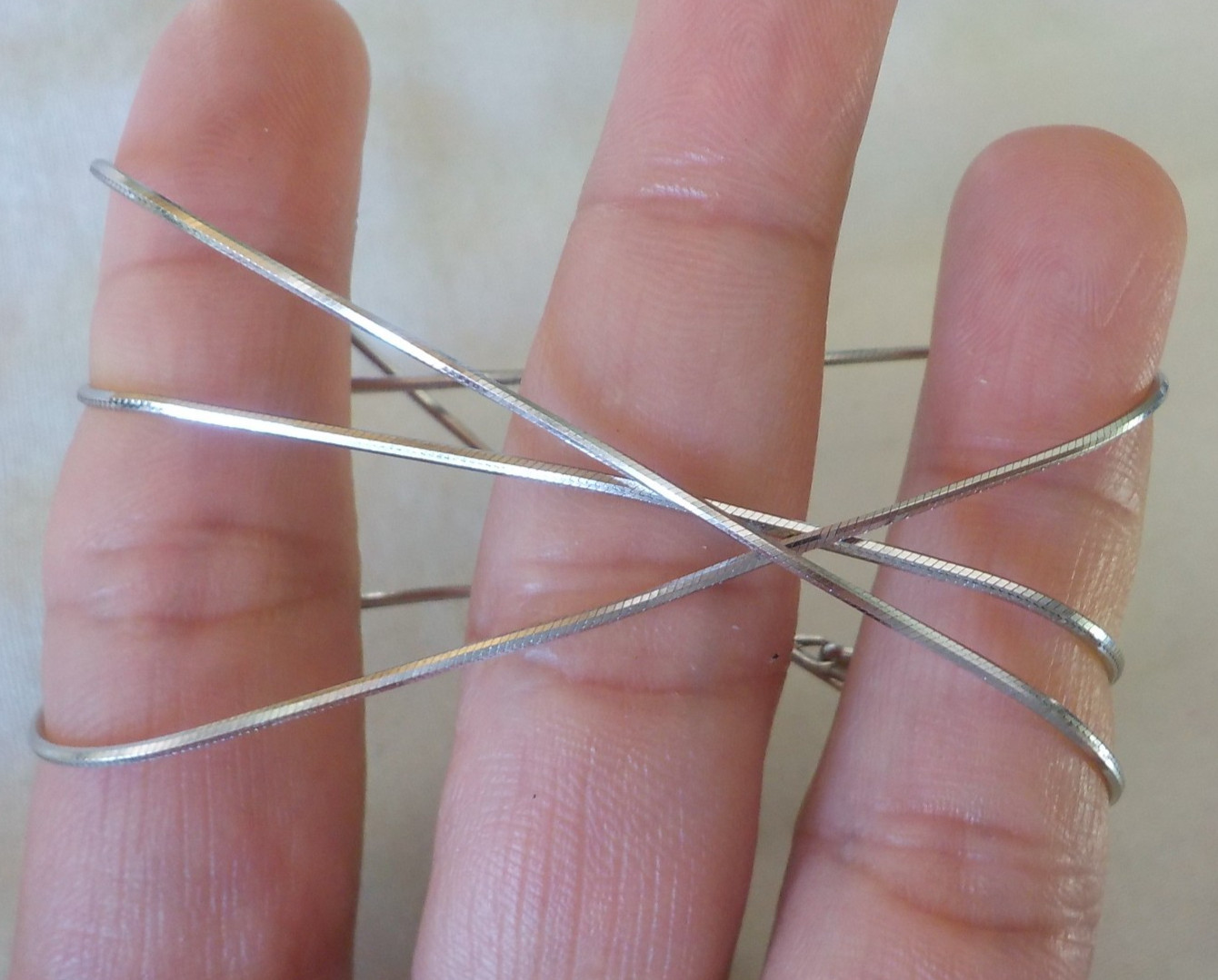 Solid 14k White Gold Solid Snake Chain Necklace -… - image 4