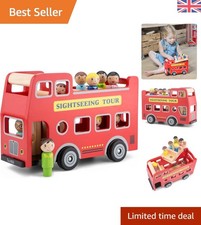 Classic Wooden Red Tour Bus Toy with 9 Figures – Perfect for Imaginative Play