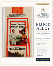Blood Alley 1955 Original Linenbacked Insert Poster John Wayne Lauren Bacall