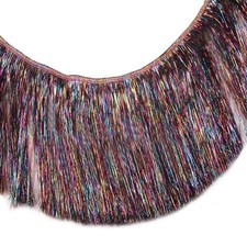 Iridescent Tinsel Fringe Trim, 10 Yards 4 Inch Wide Holographic Foil Tassel...