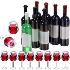 18Pcs/Set Doll House Mini Wine Cups with Red Bottles Kitchen Accessories