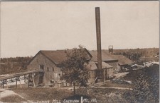 Lumber Mill Sheridan Maine ME Sawmill Smokestack 1910 RPPC Photo Postcard