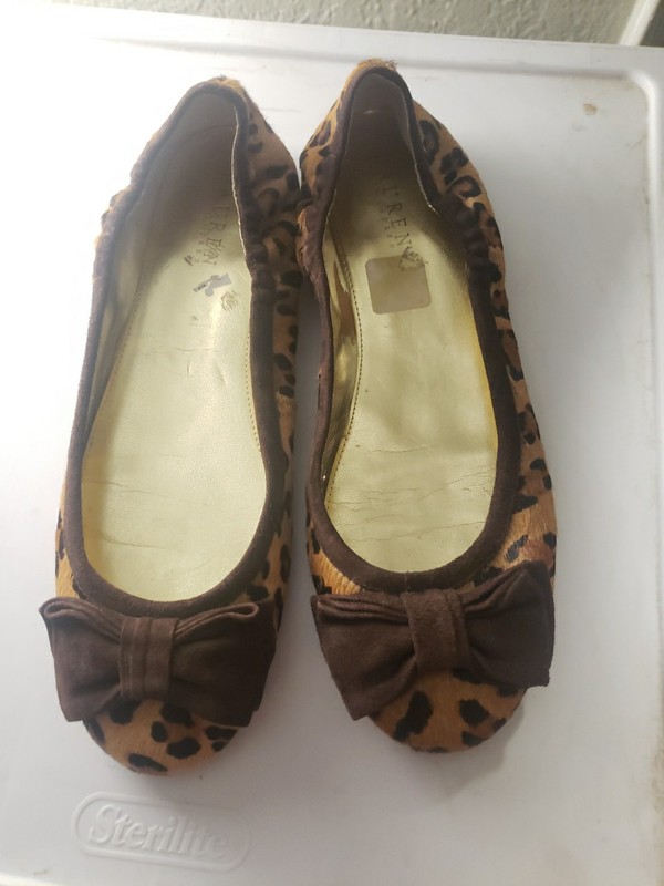 Lauren Ralph Lauren Flats Womens Size 10 Animal Leopard Print Calf Hair Bows