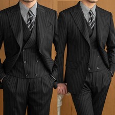 Men's Suit 3-Piece Blazer Vest Pants Single Breasted Buckle Bussiness Wedding