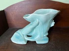 Nelson McCoy Hand Holding Vase Heavy Turquoise, American Pottery Cornucopia