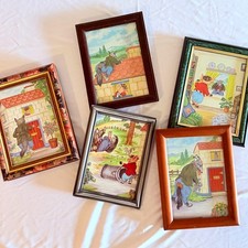 Vintage 1989 Storybook The Three Little Pigs Fairytale Nursery Framed Art