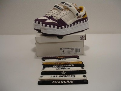 Women's 6 M Adidas Girls Are Awesome Triple Platforum Low White Purple Shoes Box