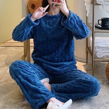 Women  s Plush Fleece Pyjama Set   Ultra-Soft Winter Loungewear  Warm Homewear