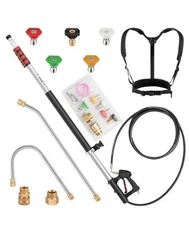 24 FT Gutter Cleaning Tools from The Ground - Telescoping Pressure Washer Wan...