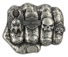 Harley-Davidson Men's H-D Logo Knuckle Belt Buckle, Silver Nickel Finish